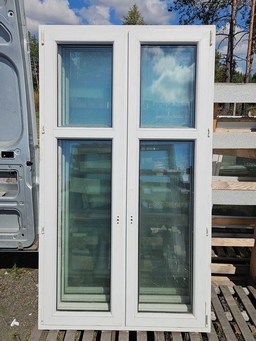 OKNA/DRZWI Balkonowe Dwuskrzydłowe Plastikowe PCV 118x207cm 3 sztuki