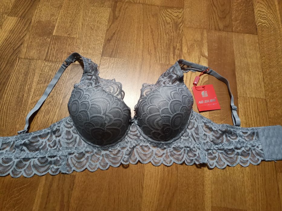 Nowy biustonosz 75 C szary bralet koronka