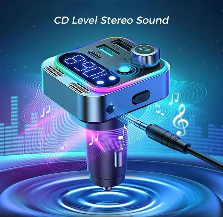 Hit - Transmiter samochodowy nadajnik FM Bluetooth 5,3 Szybka ładowarka USB Huawei Super Jakość!