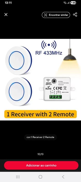 Dois Interruptores de luz sem fio inteligente + Switch ( Novo) 433 Mhz