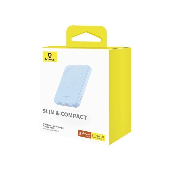 Mini powerbank Baseus 5000mAh 20W + kabel USB-C (20V/3A) - niebieski