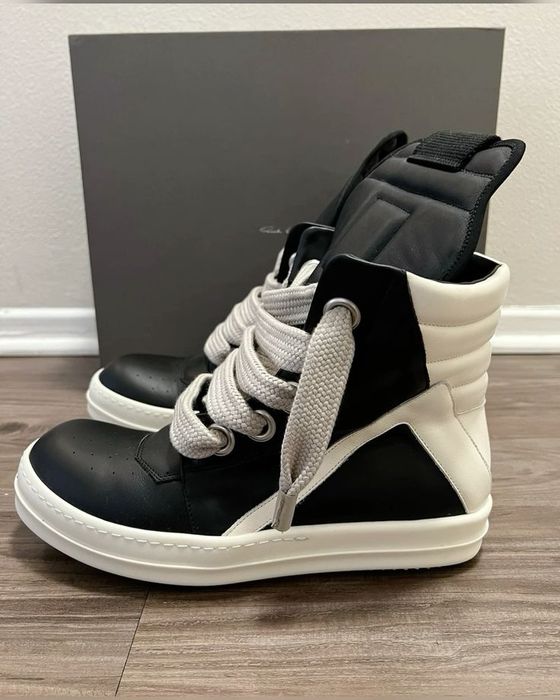 Rick Owens Geobasket S-КАЧЕСТВО Чорні шкіряні кросівки Рик Оуэнс Рики Овенс оверсайз взуття Опиум Archive Y2K SK8 люкс рик овенс рік овенс Геобаскет