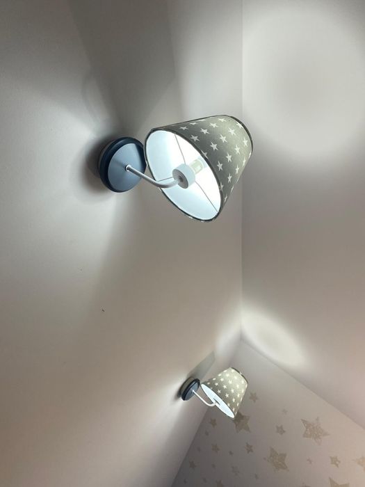 Kinkiety w gwiazdki, lampy ścienne, szare,  pokój dziecka 2szt