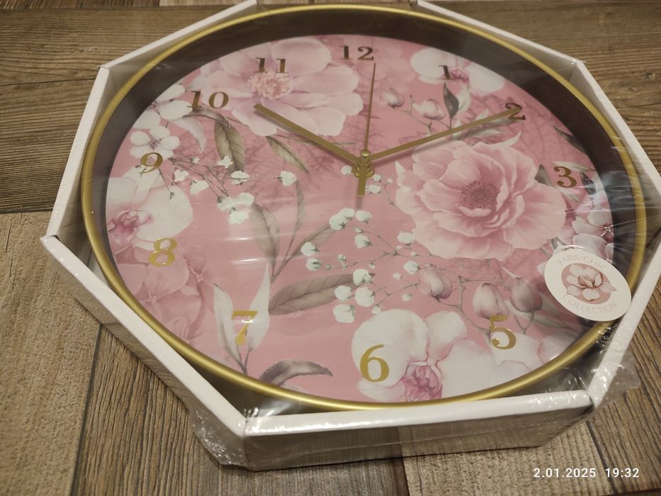 Nowy kwiecisty zegar ścienny 25 cm