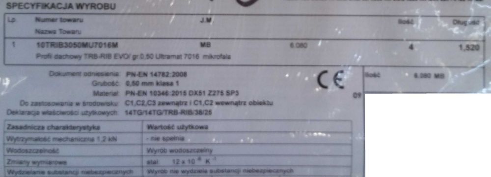Blacha ultramat 7016 Mikrofala / 4 sztuki / Nowa