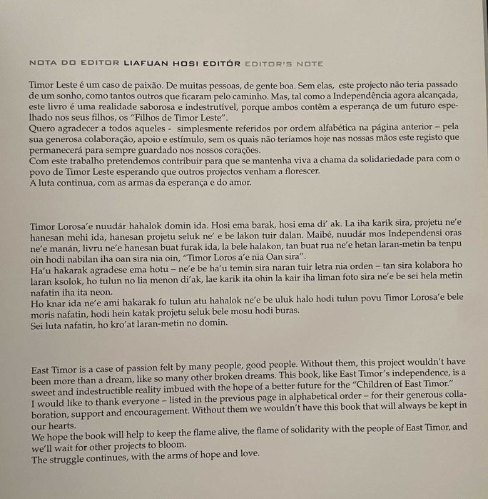 Livro "Filhos de Timor Leste", 2002