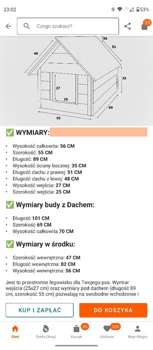 NOWA Duża buda dla psa 101x69x70
