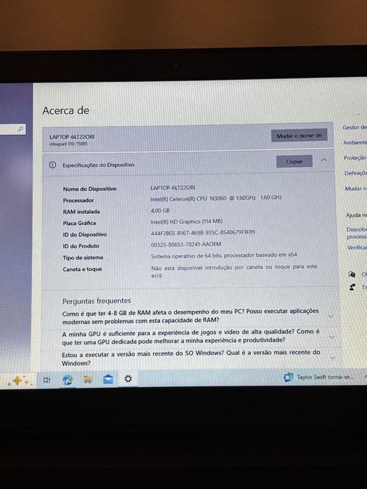 portátil Lenovo IdeaPad 110-15IBR