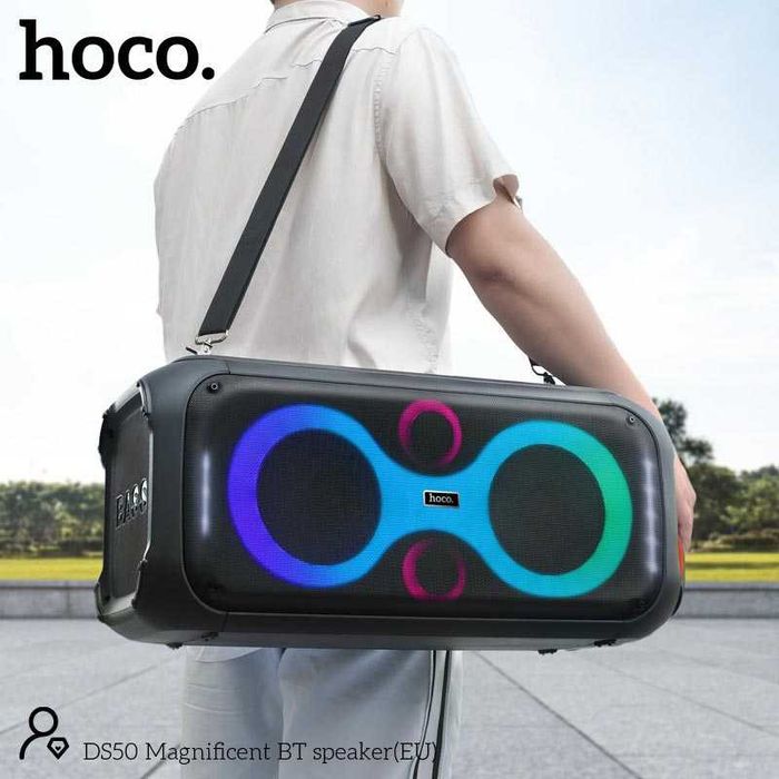 Акустика-караоке блютуз громкий стереозвук подсветка 50 Вт HOCO DS50