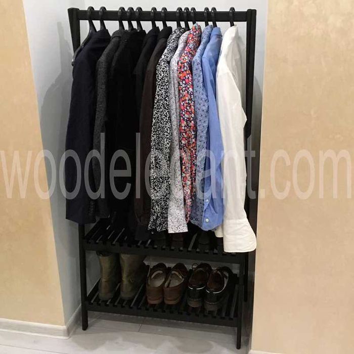 Ручна робота рейл для одягу з твердої породи деревини вішалка стелаж