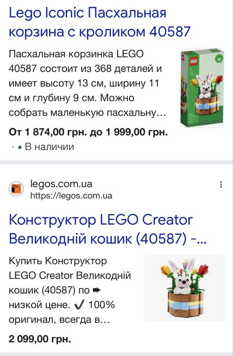Набор Lego,40587,кролик,б/у