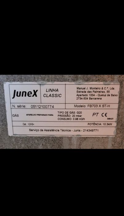Fogão JUNEX – Gás Natural (G20) – Bom Estado