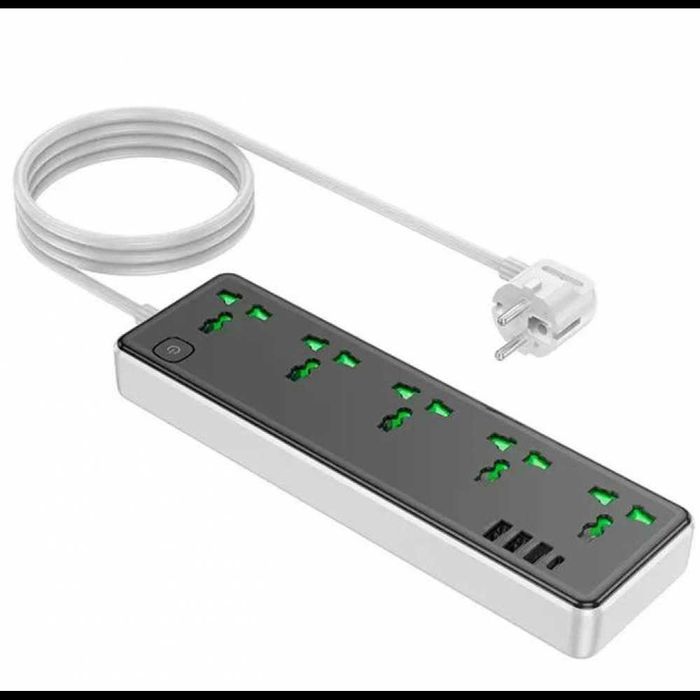 Сетевое зарядное устройство удлинитель Hoco AC13A 3USB TypeC 5 розеток