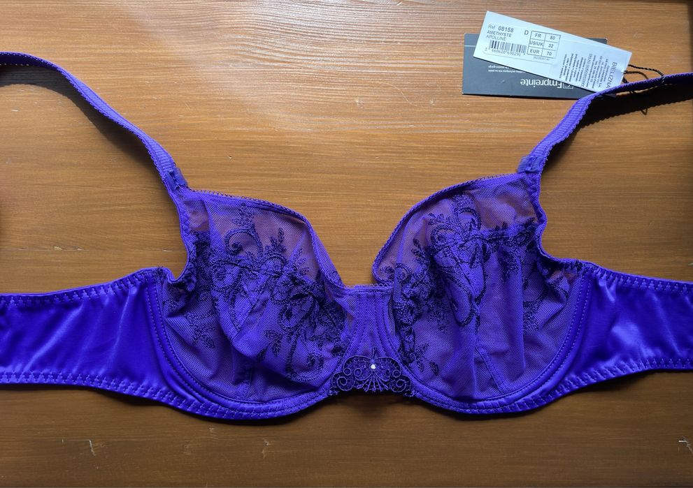 Empriente Apolline Amethyst Luksusowy francuski stanik koronka 32D 70D