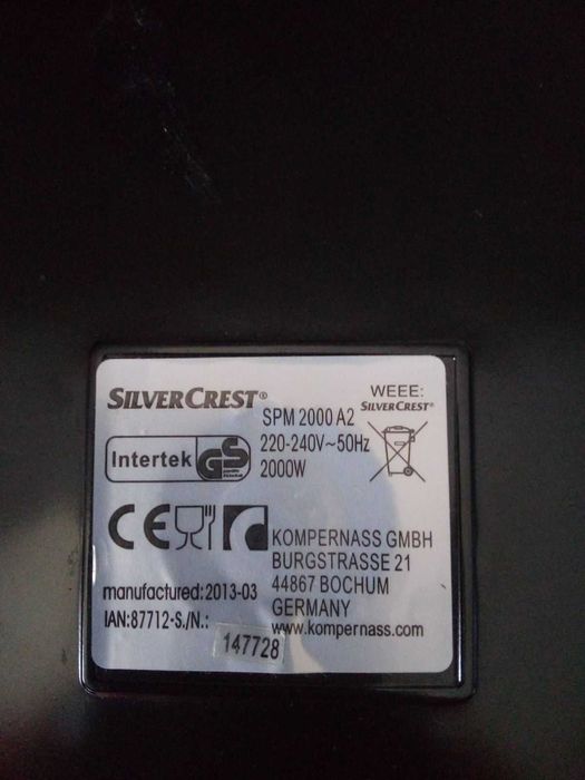 silvercrest opiekacz panini 2000W używany