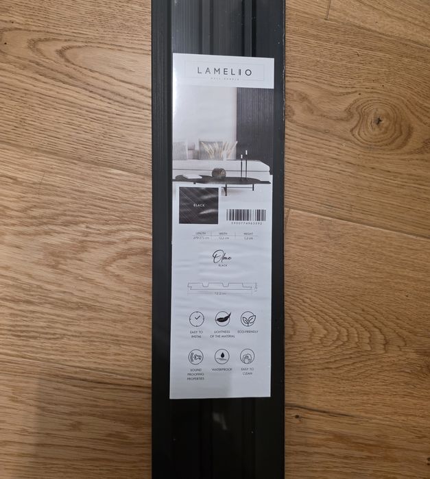 Lamele ścienne czarny mat Lamelio 8szt