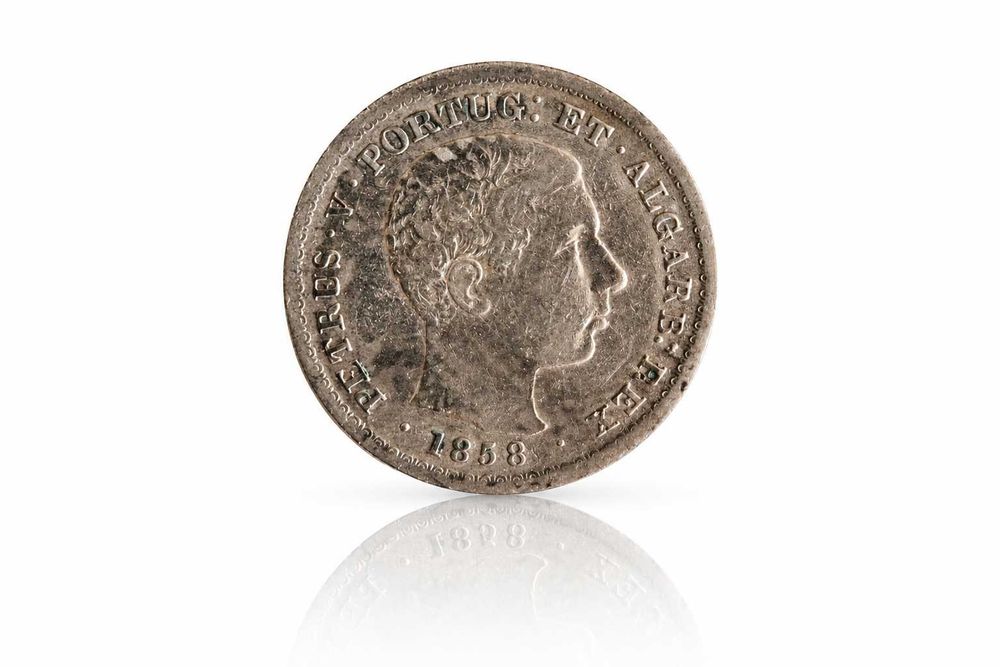 Três Raras Moedas Portuguesas de 500 Réis em Prata – 1858, 1899 e 1907