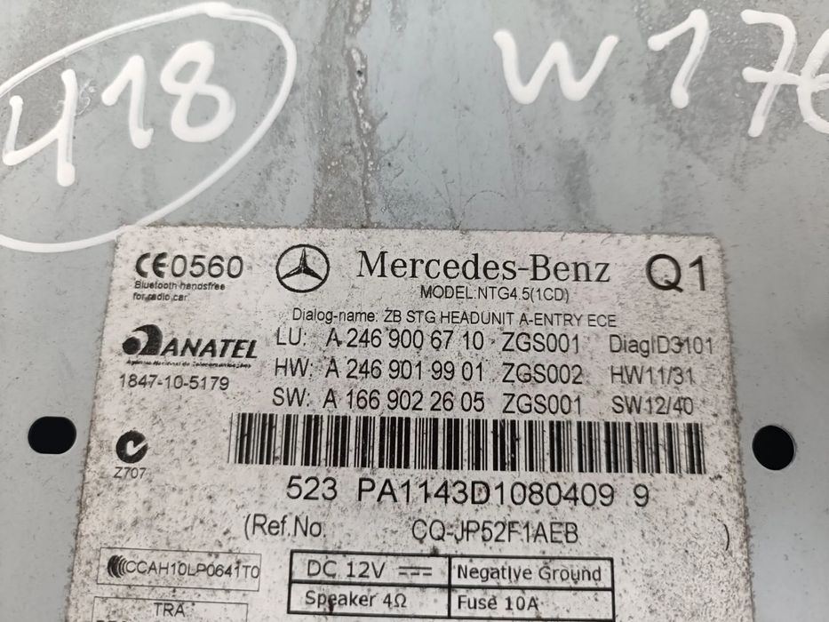 Rádio / auto-rádio MERCEDES-BENZ Classe A (W176)