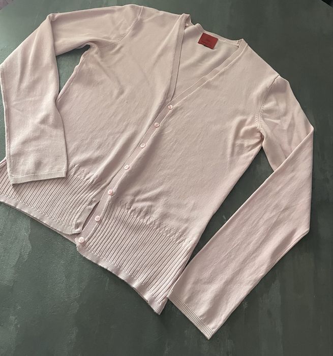 Różowy, rozpinany sweter z wiskozy