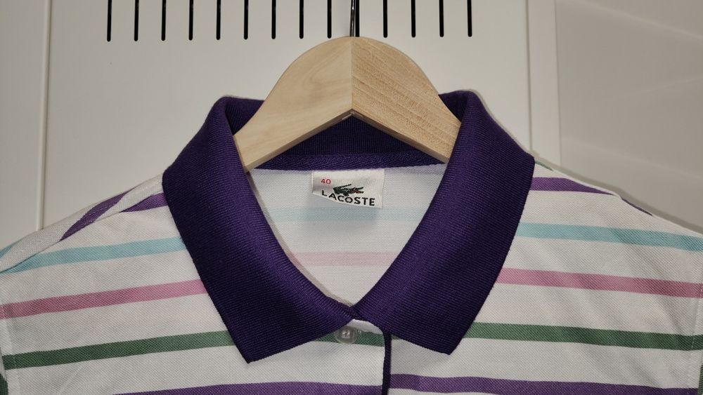 Polo Lacoste r. 40 / L białe paski
