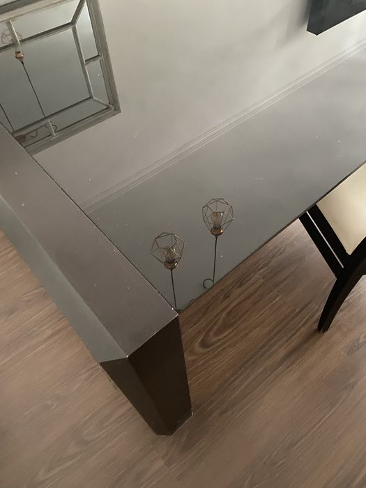 Mesa Jantar Wengue tampo Vidro antarte + 4 cadeiras