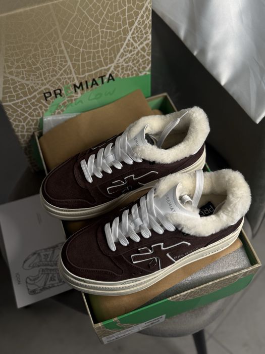 Кеди кросівки преміата жіночі premiata з хутром зимові кеди