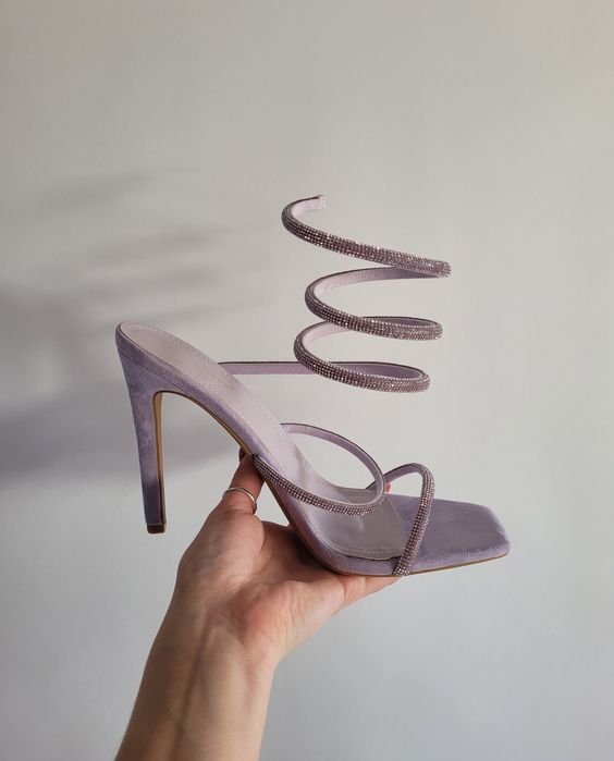 Nowe fioletowe liliowe sandałki na obcasie szpilki czółenka 40