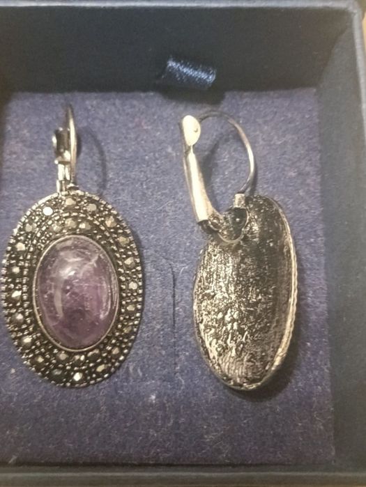 Сережки з натуральним аметистом.Вінтаж