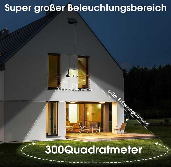 Holofote Luz  Solar exterior 256 LED Sensor Movimento IP65