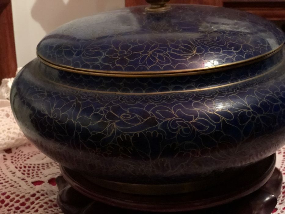 Pote cloisonne azul