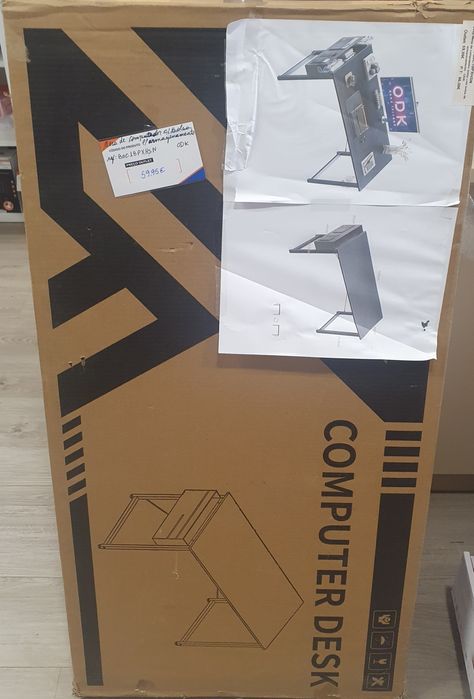 Mesa de  computador preta com bolsa de armazenamento-ODK