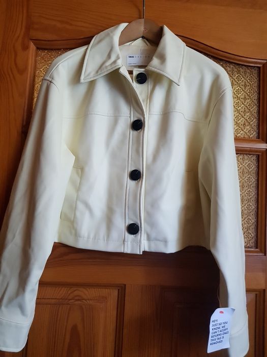 Kurtka ekoskóra ecru kremowy na sukienkę 42XL