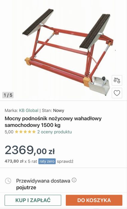 Podnośnik wahadłowy samochodowy