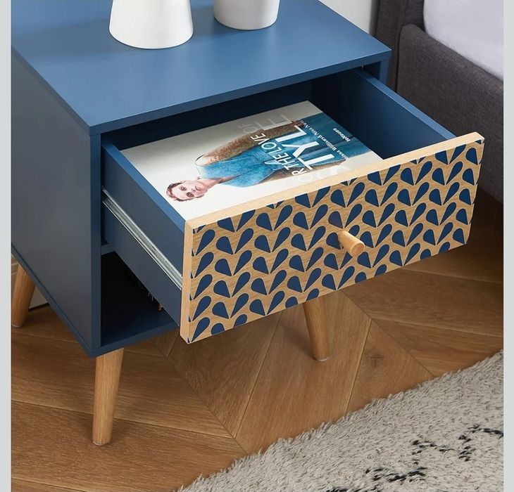 Baïta Capucine Stolik Nocny, Niebieski, 40 cm