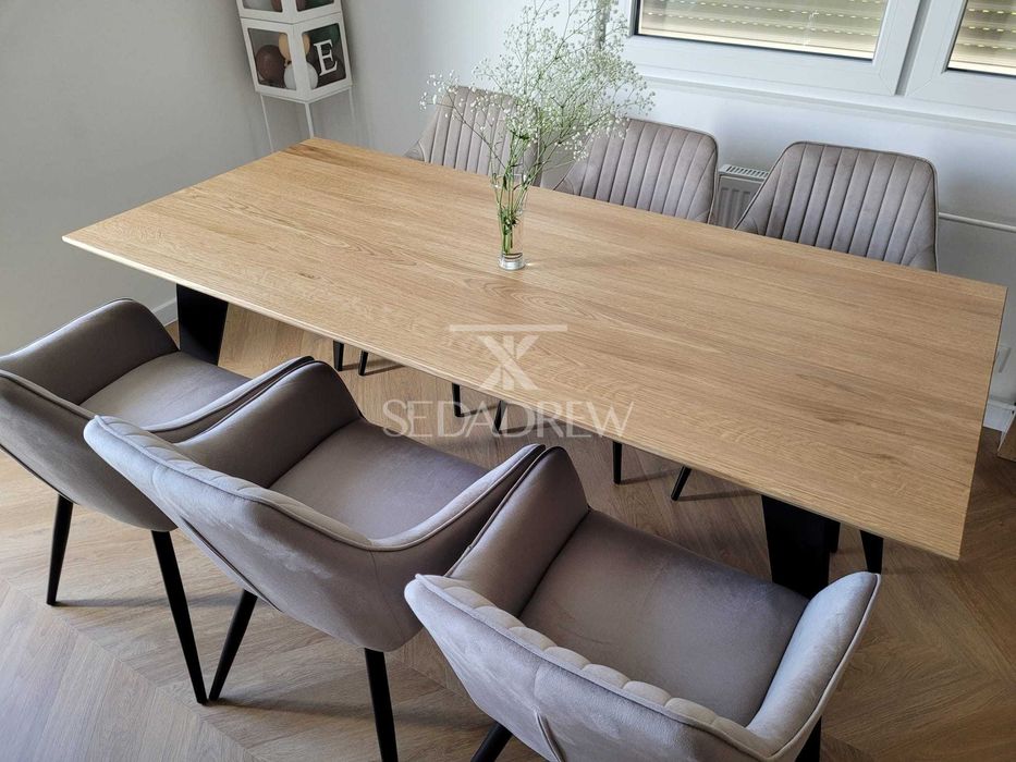 Stół stolik drewniany dębowy loft blat lity z dostawkami na wymiar