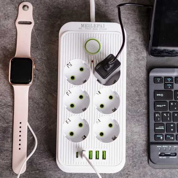 Удлинитель Сетевой SMART 6 розеток 5 USB 5 метров, белый