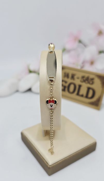 Złota bransoletka dla dziecka możliwość graweru próba 585 14k