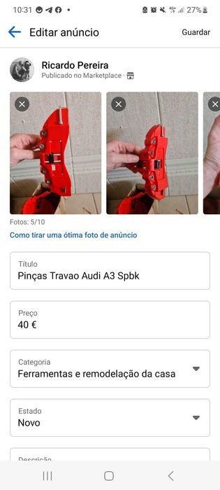 Pinças para audi a3