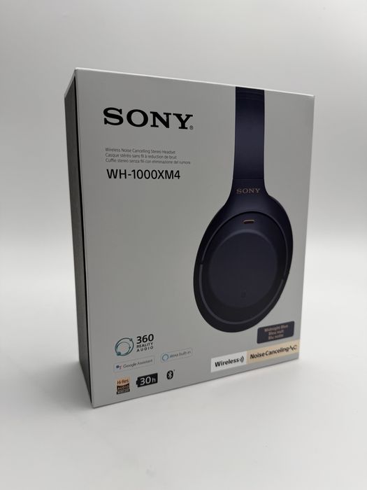 Pudełko Sony WH-1000XM4 niebieskie
