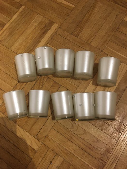 Perlowe lampiony szklane x 10 szr ozdoba stolu