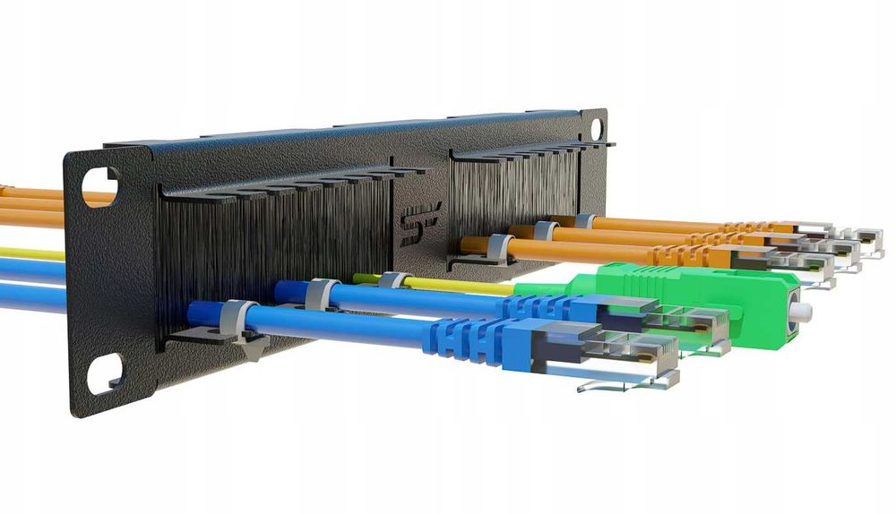 Przepust Kablowy RACK 10" 1U ze Szczotką i Mini Organizerem Stalflex