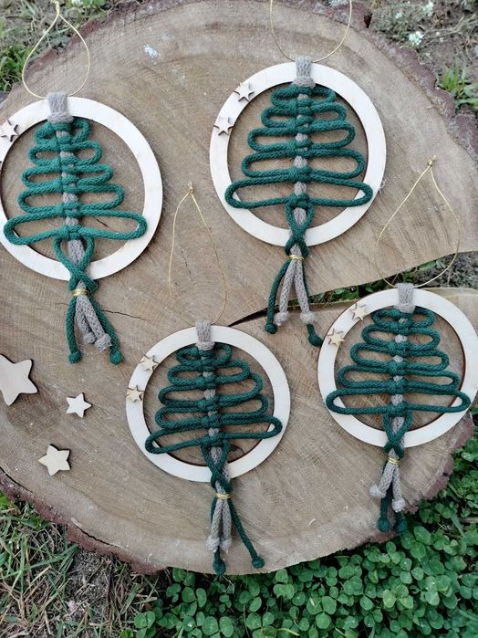 Mała obręcz choinka Makrama stroik Święta