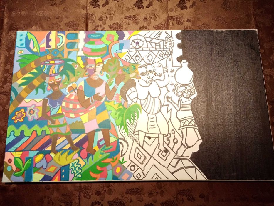 Quadro Pintura Aguarela "Tribal" - P/DESOCUPAR!