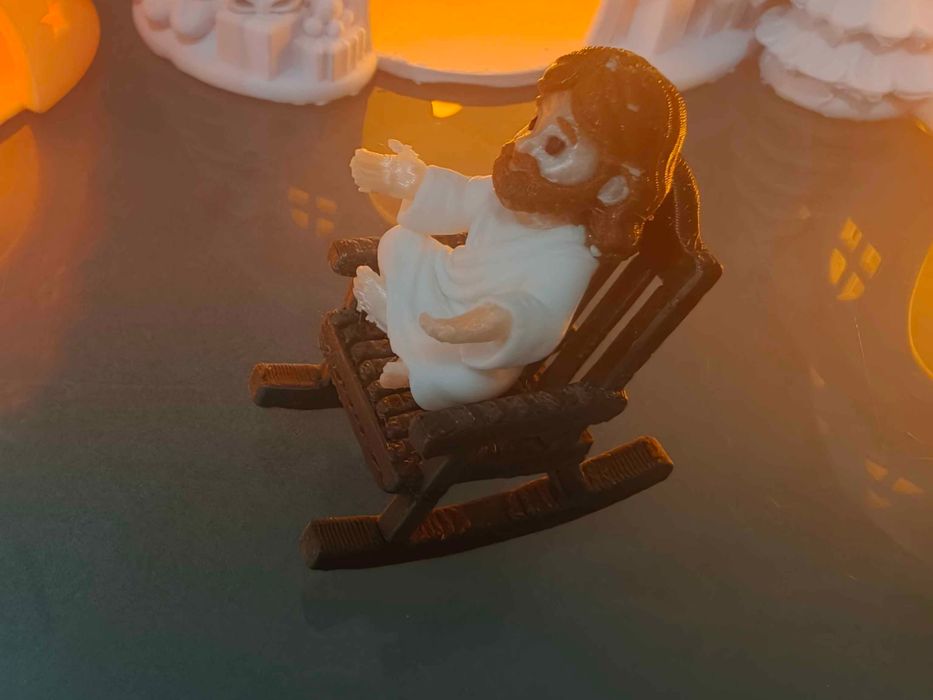 Cadeira de balanço para miniatura de Jesus, presépio