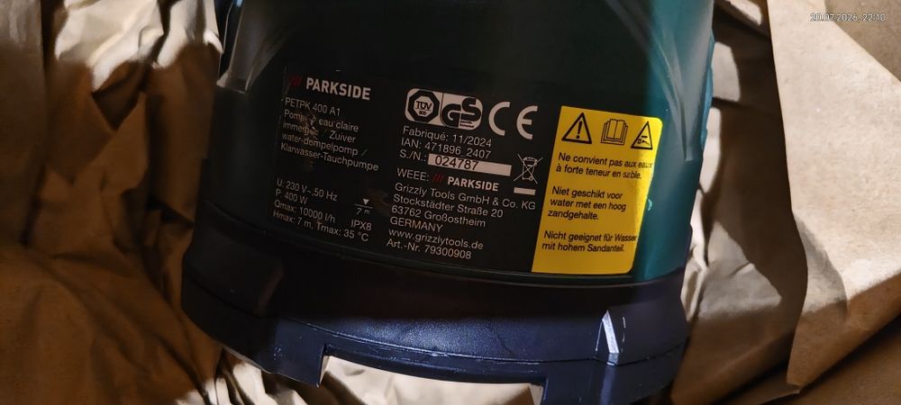 Погружний насос parkside petpk 400 A1  1800грн. Новий