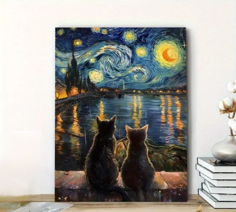 30x40 cm obraz bez ramki dwa koty piękny obraz