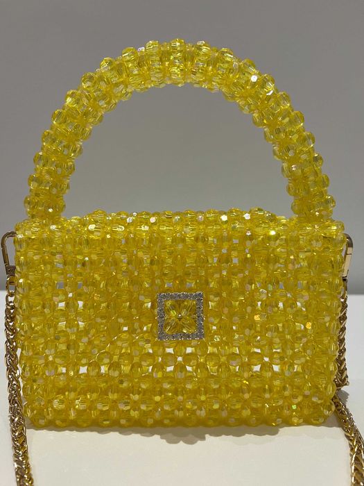 Damska złoty torebka wesele 18x12x21 koralik