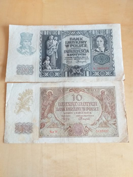 Banknoty kolekcjonerskie 100, 50, 20, 10, 5 zł.