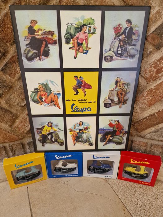 Vespa lambreta coleção 4 modelos + publicidade chapa