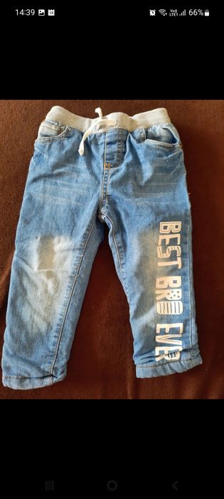 Spodnie jeansy z ociepleniem 92